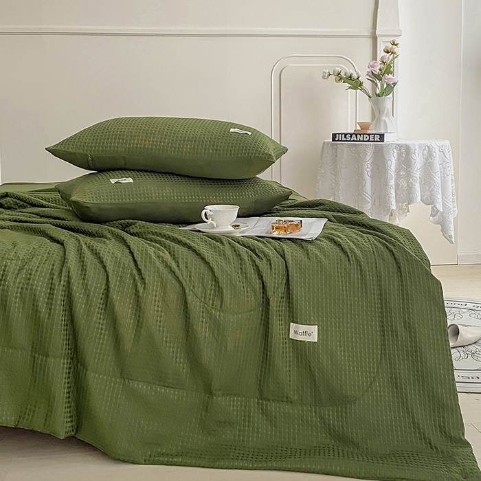 91家纺网 家纺一手货源 找家纺 （总）仟网汇 2025新款华夫格森语夏被四件套北欧简约风