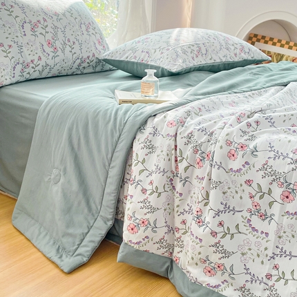 91家纺网 家纺一手货源 找家纺 （总）爱彼家纺 2025新款小碎花水洗棉法式夏被四件套