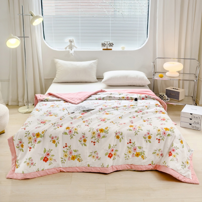 91家纺网 家纺一手货源 找家纺 曲之慕新款13372里外全棉夏被 草田