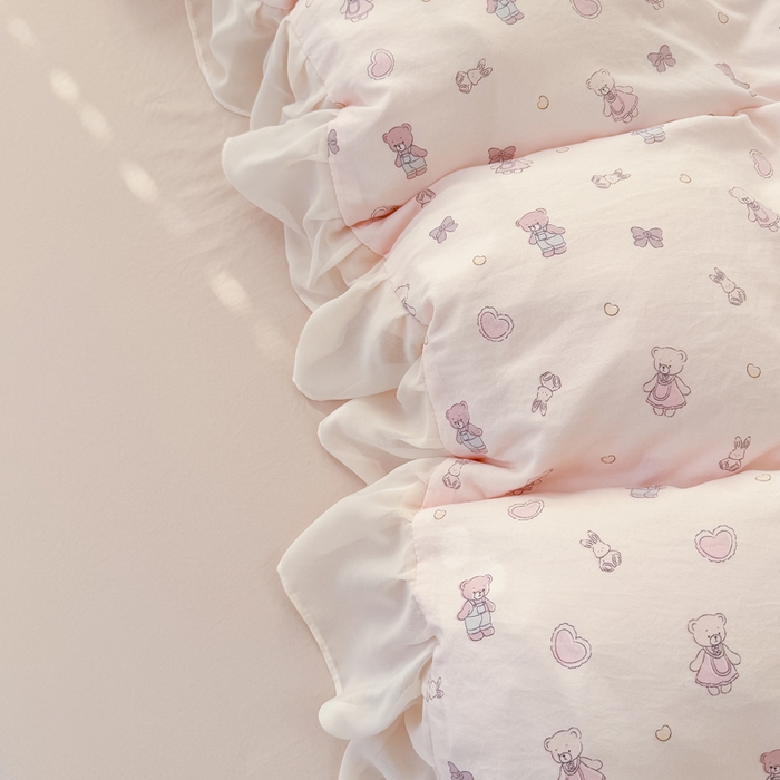 91家纺网 家纺一手货源 找家纺 苏拉家居 2025新款雪纺花边云感提花针织双层纱四件套 宠你