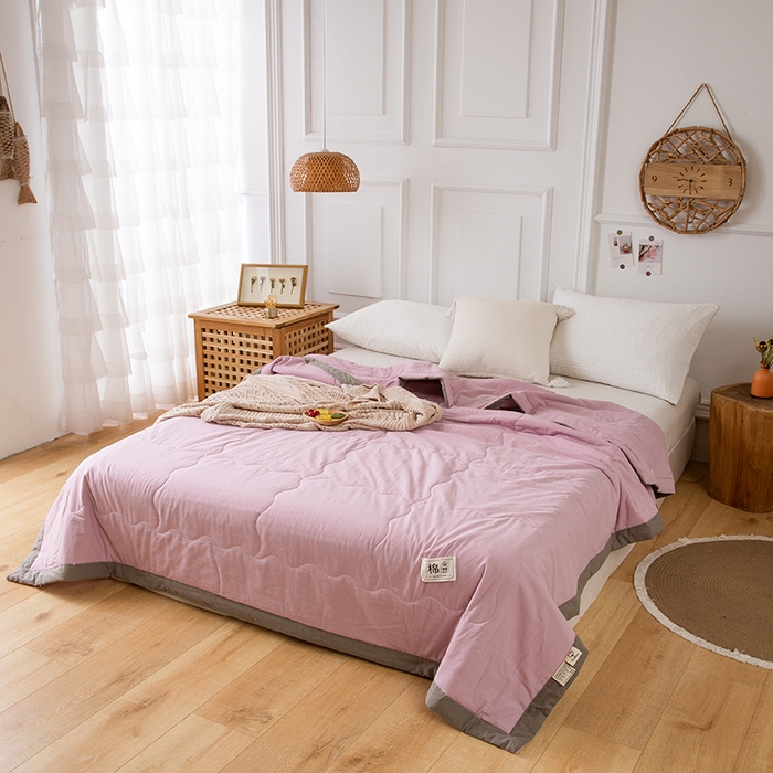 91家纺网 家纺一手货源 找家纺 天瑜 2024全棉夏被棉花芯纯色水洗棉夏凉被可水洗空调被 优雅紫