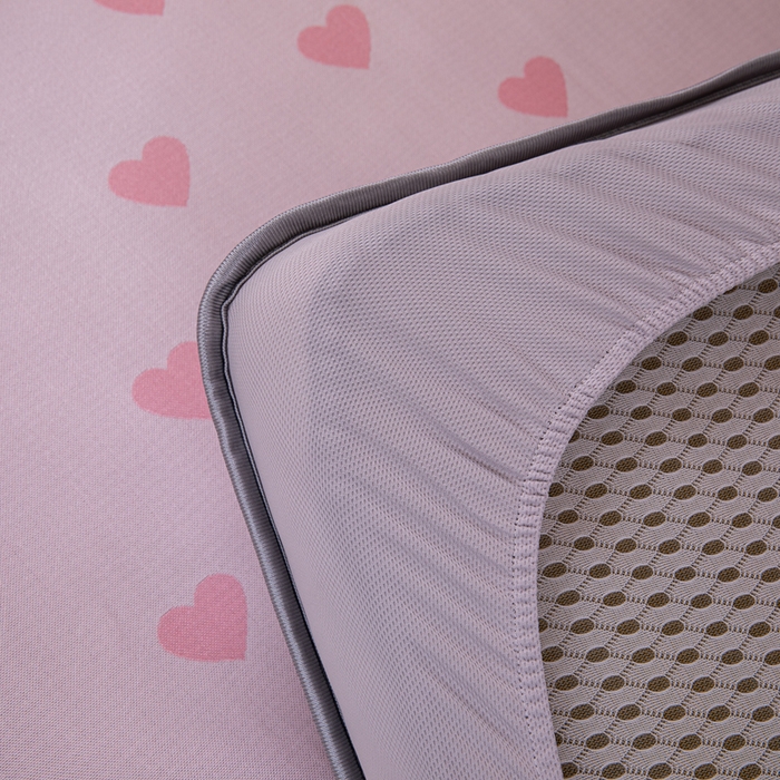 91家纺网 家纺一手货源 找家纺 凌云家纺  2025新款提花凉感冰丝席床笠款三明治凉席三件套 甜心-粉