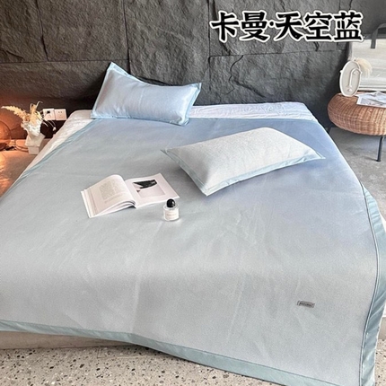 91家纺网 家纺一手货源 找家纺 （总）美丽坊 2025新款轻奢三明治冰藤抗菌凉席三件套