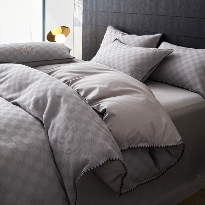 91家纺网 家纺一手货源 找家纺 苹果星家纺 2025新款全棉华夫格四件套 深灰