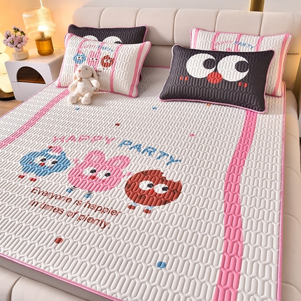 91家纺网 家纺一手货源 找家纺 （总）炫拼家纺 2025新款凉感丝大版乳胶凉席三件套