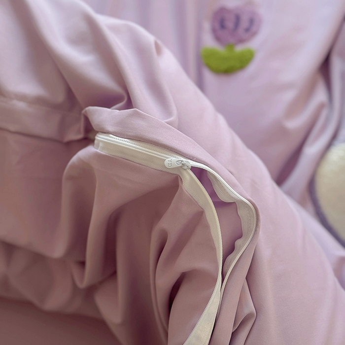 91家纺网 家纺一手货源 找家纺 耀达家居 2025新款A类水洗棉毛巾绣四件套 郁金香