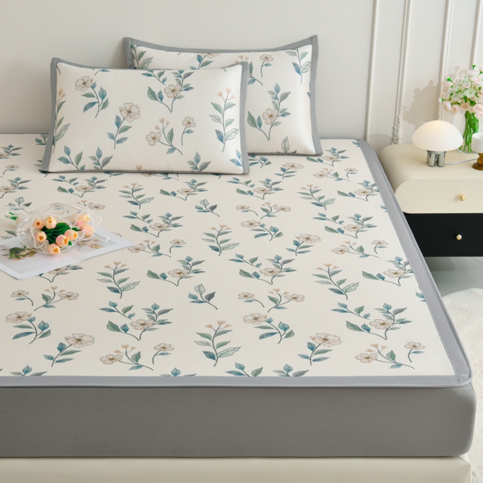 91家纺网 家纺一手货源 找家纺 （总）简一 2025新款A类碳光印花数码冰丝凉席系列-床笠款