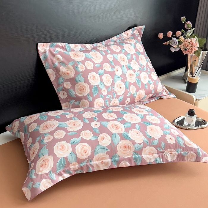 91家纺网 家纺一手货源 找家纺 宝士康家纺 2025新款10A抗菌双层纱印花夏被四件套 夏日玫瑰