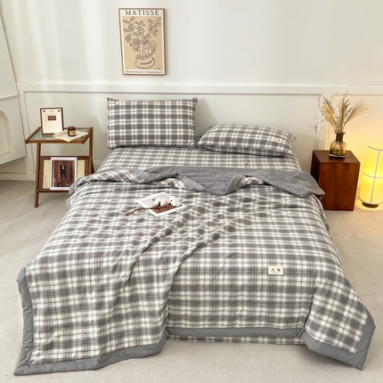 21度C 2025新款色织全棉夏被四件套 可可灰