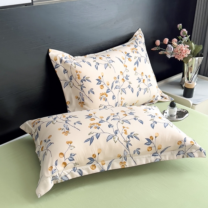 91家纺网 家纺一手货源 找家纺 宝士康家纺 2025新款10A抗菌双层纱印花夏被四件套 金桔