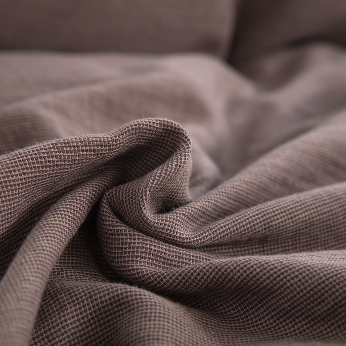 91家纺网 家纺一手货源 找家纺 （总）2025新款全棉色织双层纱拉链款四件套 千禧格-咖