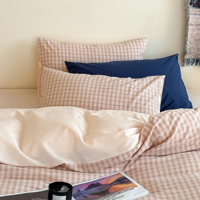 91家纺网 家纺一手货源 找家纺 例外Home 2025春夏新款全棉纯棉色织提花四件套-星辰 星辰-浅粉 会员-10