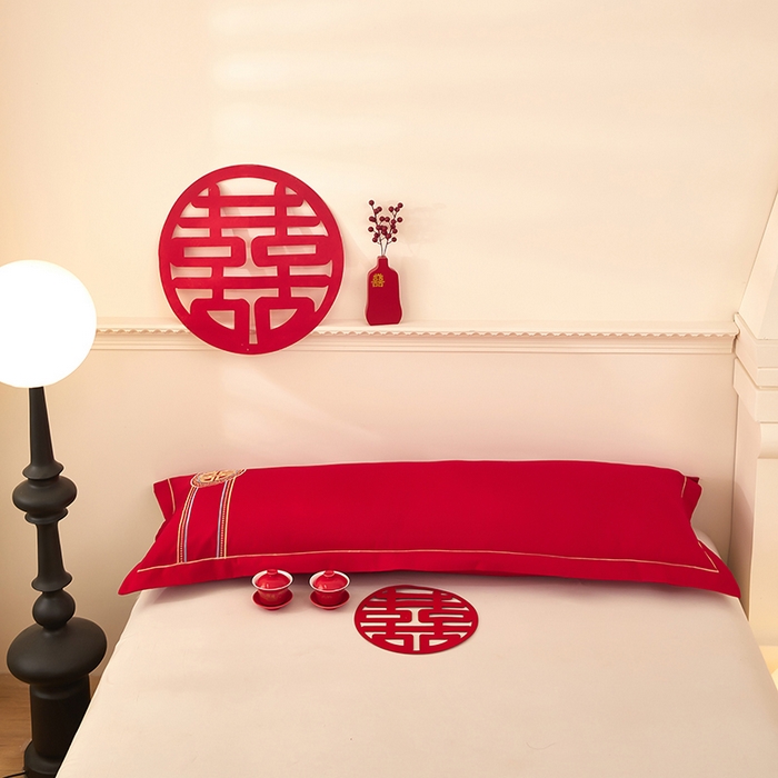 91家纺网 家纺一手货源 找家纺 三盛源 2025新款不起球高支高密不掉色长枕套 长枕套-喜结良缘