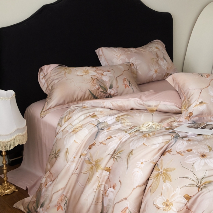 91家纺网 家纺一手货源 找家纺 金奇达家纺 2025新款竹玉清丝四件套-雅韵【标准号全网控价（折后券后）不低于元228元】 月下听风-卡其