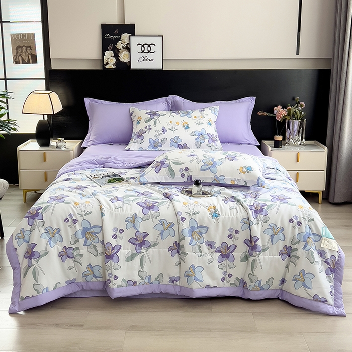 91家纺网 家纺一手货源 找家纺 宝士康家纺 2025新款10A抗菌双层纱印花夏被 花仙子