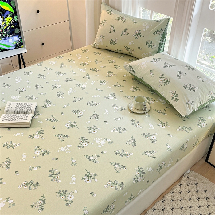 91家纺网 家纺一手货源 找家纺 宝士康家纺 2025新款10A抗菌全棉印花床笠 茶艺