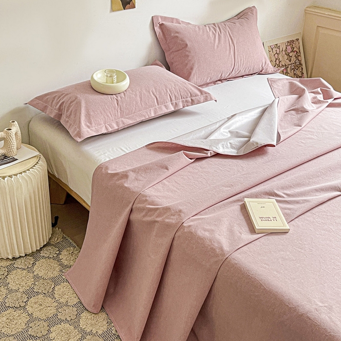 91家纺网 家纺一手货源 找家纺 久云居 2025新款亲肤舒适全棉色织防水床单 藕粉