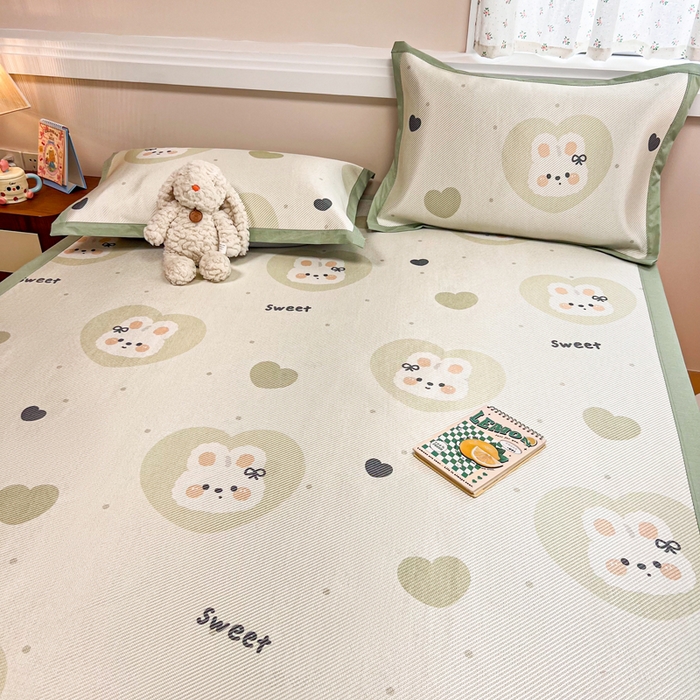 91家纺网 家纺一手货源 找家纺 慕尚家纺 2025新款数码印花床席床笠款冰藤席 床席款-兔卷卷