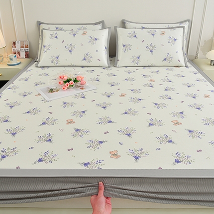 简一 2025新款A类碳光印花数码冰丝凉席系列-床笠款 普罗旺斯