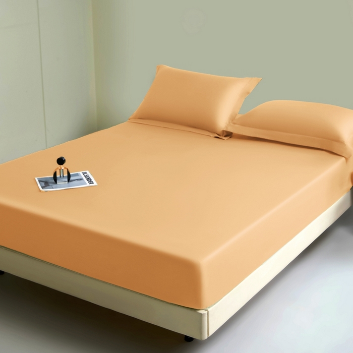 91家纺网 家纺一手货源 找家纺 秀色家纺 2024新品 A类100支双股长绒棉单品床笠 梦易-南瓜橘