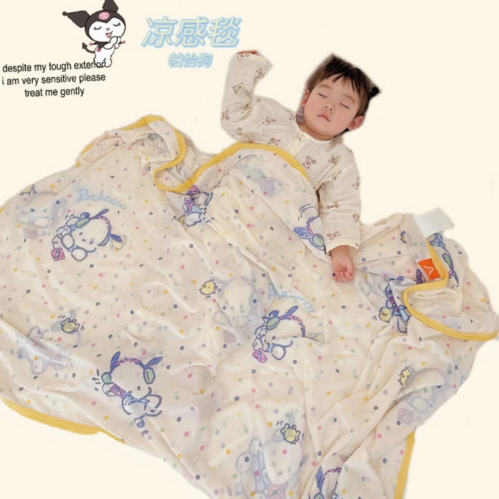 91家纺网 家纺一手货源 找家纺 兜米家居 2025新款三丽鸥夏季新品凉感毯盖毯 波点怕洽狗