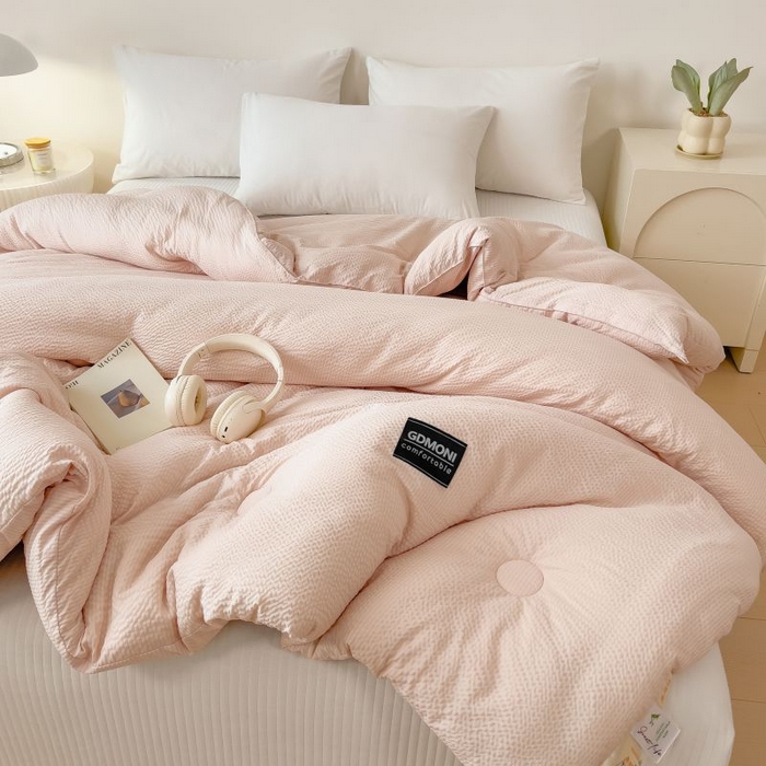 91家纺网 家纺一手货源 找家纺 宝士康家纺 2025新款加厚泡泡棉大豆冬被子被芯 拿铁慕斯