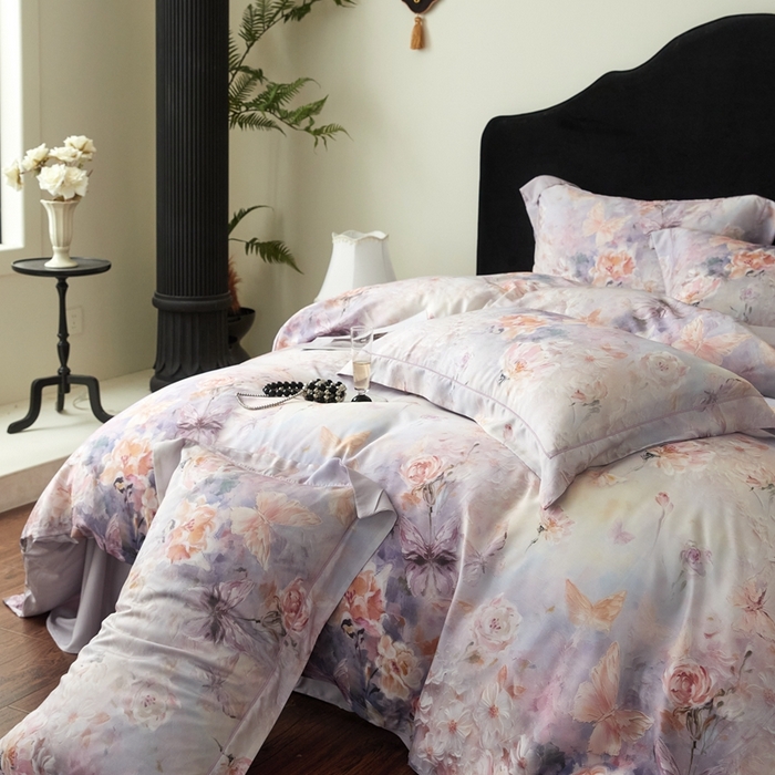 91家纺网 家纺一手货源 找家纺 金奇达家纺 2025新款竹玉清丝四件套-雅韵【标准号全网控价（折后券后）不低于元228元】 怦然心动-紫