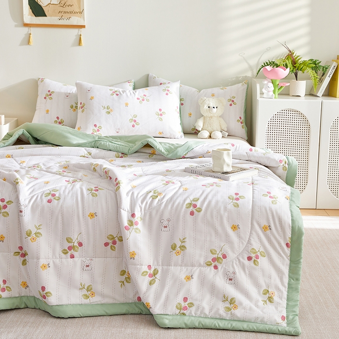 91家纺网 家纺一手货源 找家纺 海洋家纺 2025款水洗棉纯棉花夏凉被全棉花印花夏被空调被薄被子 盛夏果实