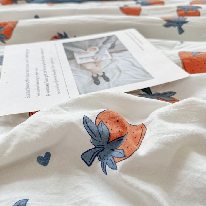 91家纺网 家纺一手货源 找家纺 富艺隆 2025新款A类水洗棉双层纱夏被水洗棉麻空调被直播爆款大豆夏被 莓天开心