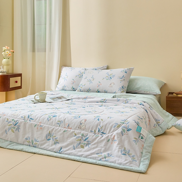 91家纺网 家纺一手货源 找家纺 宝士康家纺 2025新款10A抗菌全棉夏被 被子被芯 兔兔乐园