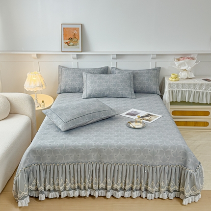 91家纺网 家纺一手货源 找家纺 （总）伊而梦蚊帐 2025新款双层蕾丝银杏叶床裙款