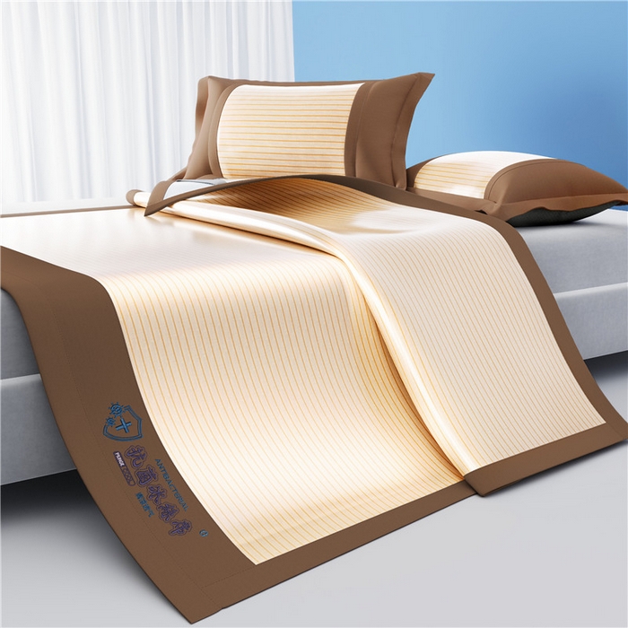 91家纺网 家纺一手货源 找家纺 2025新款清凉舒适负离子抗菌冰丝席凉席席子 抗菌咖色