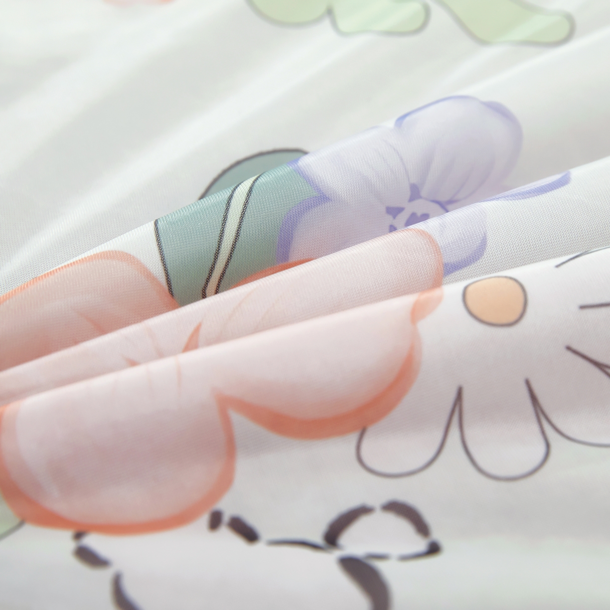 91家纺网 家纺一手货源 找家纺 柏薇 2025新款冰激凌凉感丝印花夏凉被 开心兔子