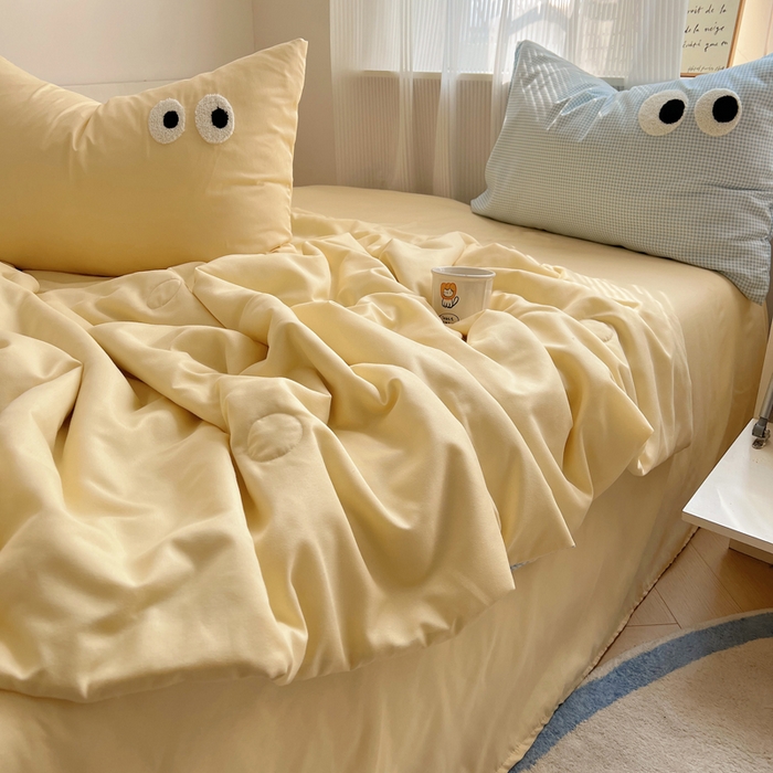 91家纺网 家纺一手货源 找家纺 慕尚家纺 2025新款大眼萌仔夏被 大眼萌 黄蓝格