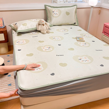 慕尚家纺 2025新款数码印花床席床笠款冰藤席 床笠款-兔卷卷