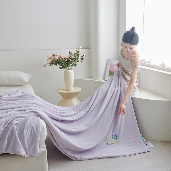 91家纺网 家纺一手货源 找家纺 梦恬佳 2025新款凉感驱蚊夏凉被 丁香紫
