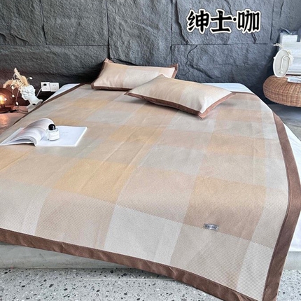 91家纺网 家纺一手货源 找家纺 （总）美丽坊 2025新款轻奢三明治冰藤抗菌凉席三件套
