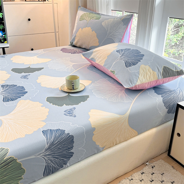 91家纺网 家纺一手货源 找家纺 宝士康家纺 2025新款10A抗菌全棉印花床笠 蝶舞幸运