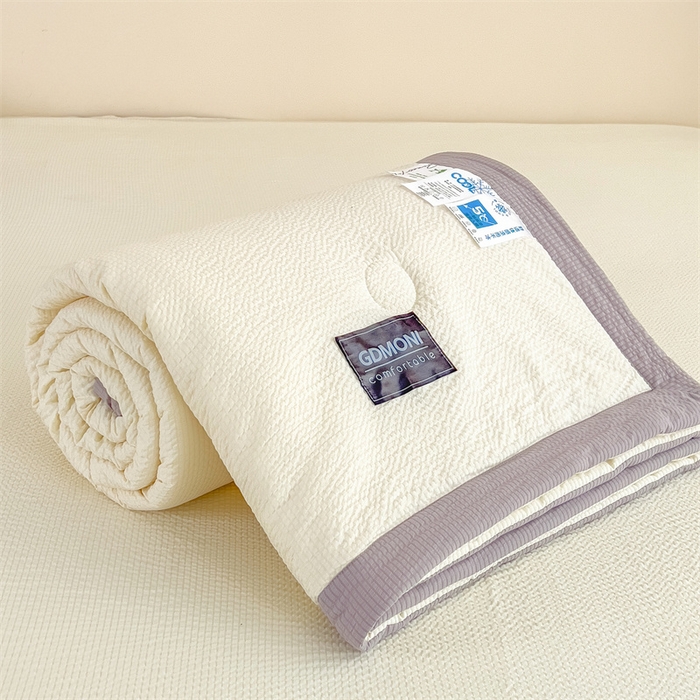 91家纺网 家纺一手货源 找家纺 宝士康家纺 2025新款10A抗菌泡泡棉大豆夏被 被子被芯 米黄