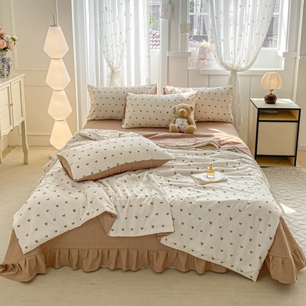 2025新款针织双层纱夏被床盖四件套单夏被单床盖单品 心韵