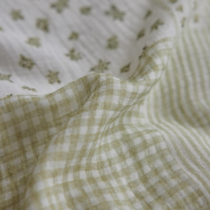 91家纺网 家纺一手货源 找家纺 安莱生活 2025新款全棉精梳棉双层纱绉纱数码印花四件套 百家布-绿