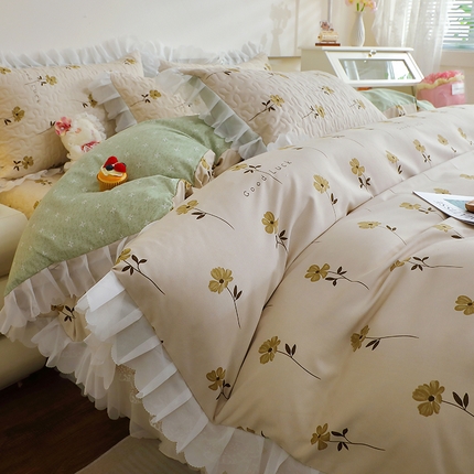 91家纺网 家纺一手货源 找家纺 （总）雪夫人2025新款A类夹棉床盖床裙四件套