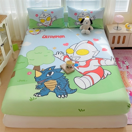 91家纺网 家纺一手货源 找家纺 名兮2025新款全棉纯棉大版经典奥特曼床笠【含防伪标】 奥特曼郊游