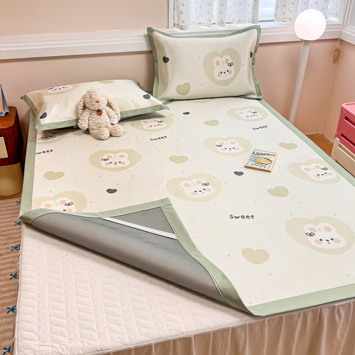 91家纺网 家纺一手货源 找家纺 慕尚家纺 2025新款数码印花床席床笠款冰藤席 床席款-兔卷卷