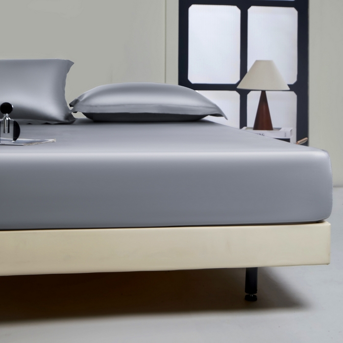 91家纺网 家纺一手货源 找家纺 秀色家纺 2024新品 A类100支双股长绒棉单品床笠 梦易-典雅灰