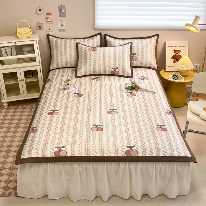 91家纺网 家纺一手货源 找家纺 2025新款懒猫600D数码印花冰藤凉席 硕果