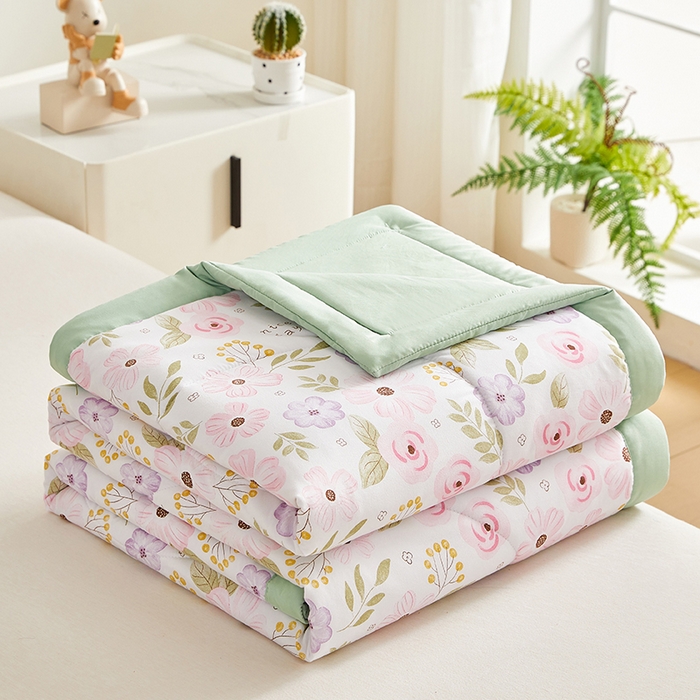 91家纺网 家纺一手货源 找家纺 海洋家纺 2025款水洗棉纯棉花夏凉被全棉花印花夏被空调被薄被子 浪漫约定