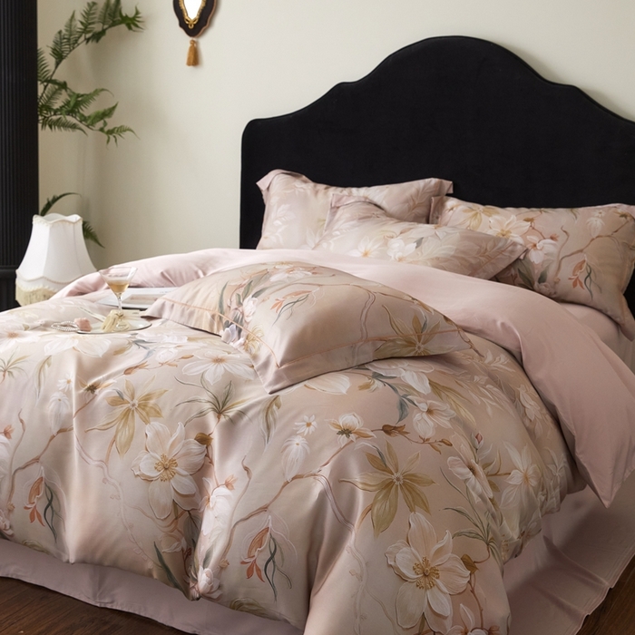 91家纺网 家纺一手货源 找家纺 金奇达家纺 2025新款竹玉清丝四件套-雅韵【标准号全网控价（折后券后）不低于元228元】 月下听风-卡其