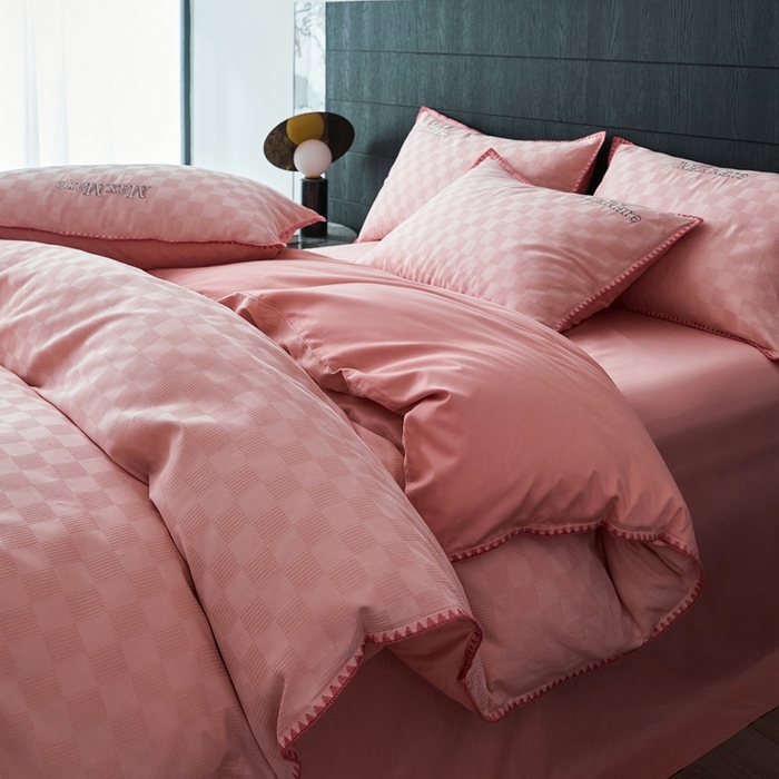 91家纺网 家纺一手货源 找家纺 苹果星家纺 2025新款全棉华夫格四件套 豆沙