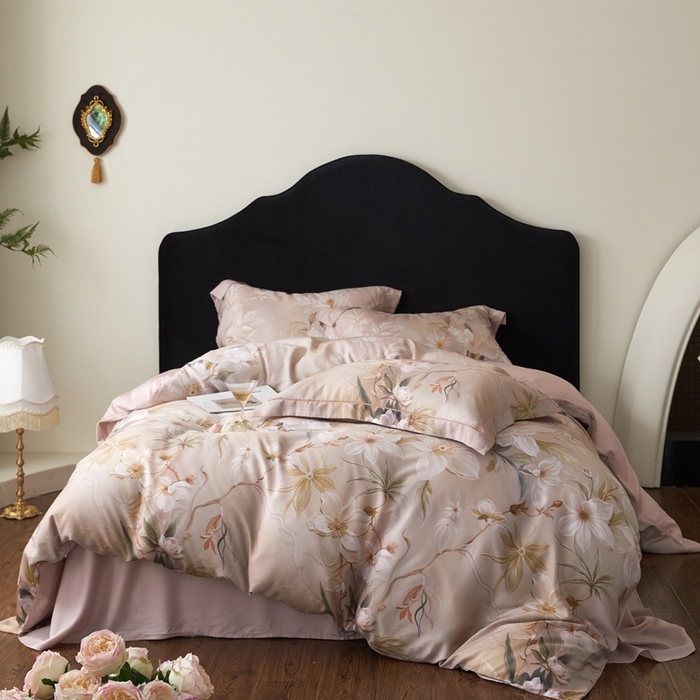 91家纺网 家纺一手货源 找家纺 金奇达家纺 2025新款竹玉清丝四件套-雅韵【标准号全网控价（折后券后）不低于元228元】 月下听风-卡其